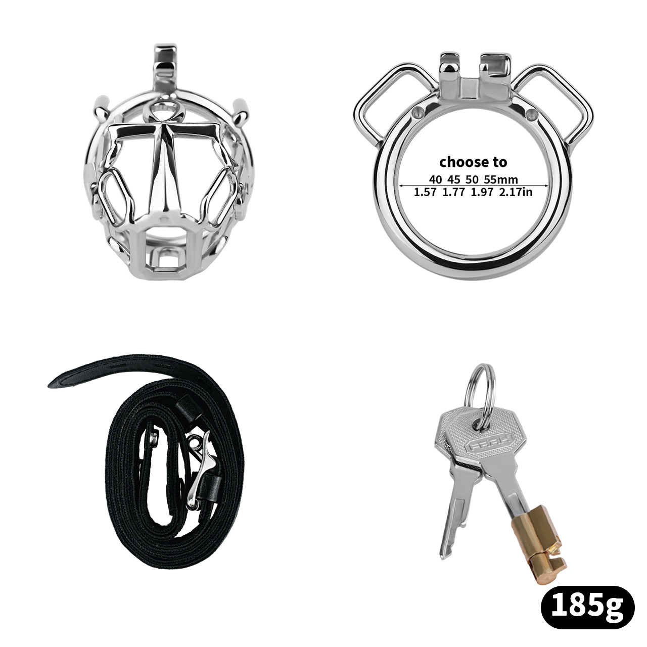 Male Chastity Cage with Comfort Urine Opening Stainless Steel Cock Cage