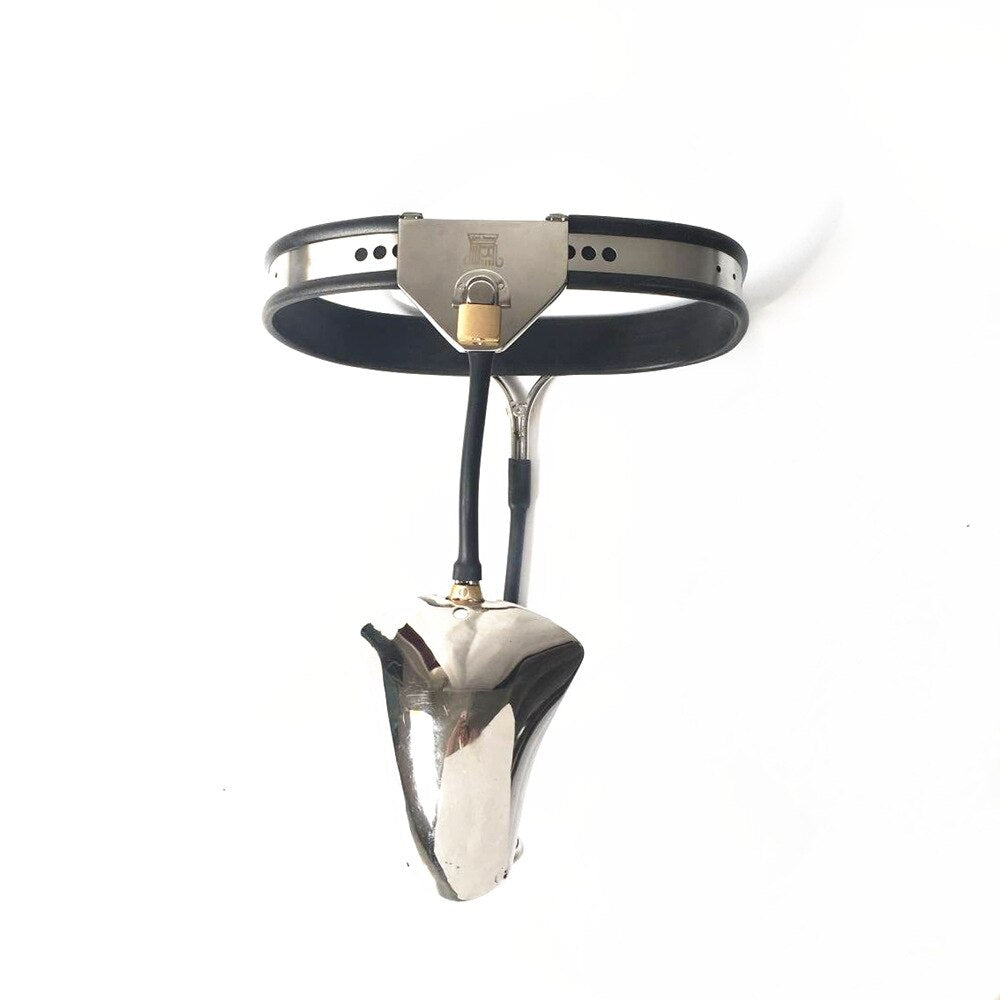 Stainless Steel Chastity Belt For Men with Penis Cage Shield and Anal Plug