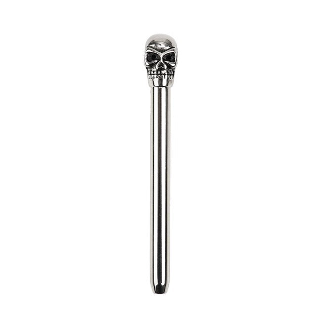 Skull Head Stainless Steel Urethral Sounding Rod Dilator Penis Head Glans Stimulator