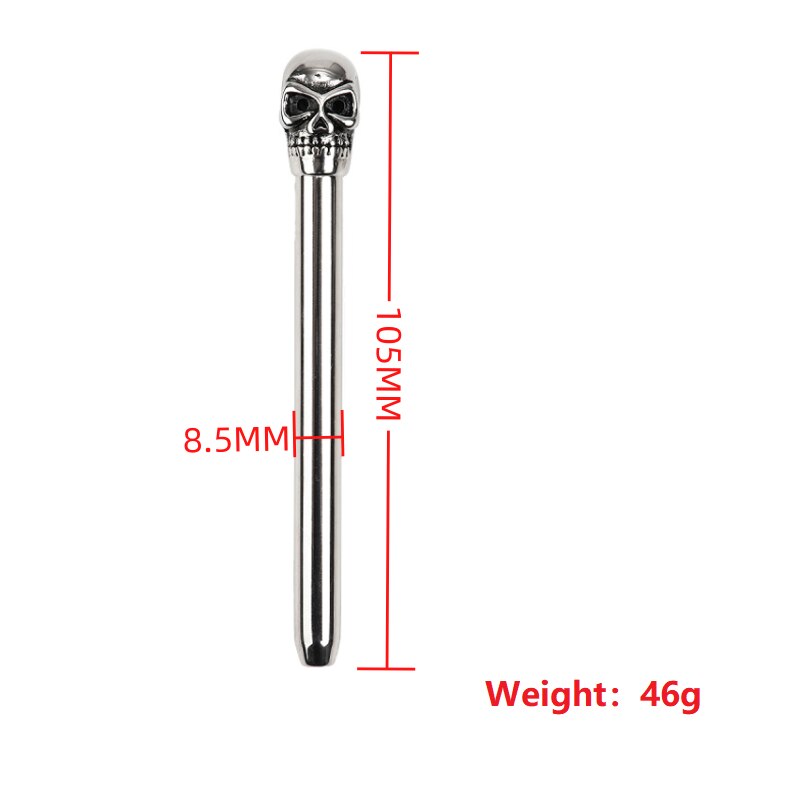 Skull Head Stainless Steel Urethral Sounding Rod Dilator Penis Head Glans Stimulator