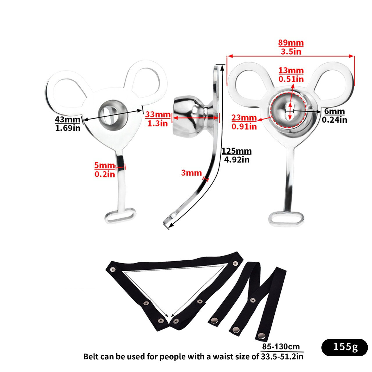 Minimalist Inverted Chastity Cage with Adjustable Nylon Belt for Sissy Ladyboy Crossdresser Negative Cock Penis Lock