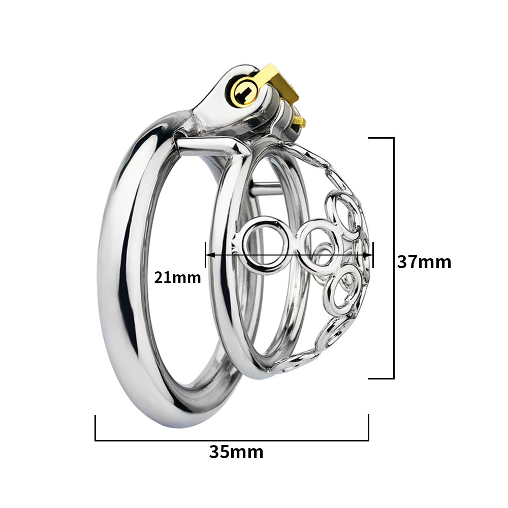 Small Compact Metal Chastity Cage For Men Anti-Escape Hollow Tiny Cock Cage with Built-in Lock