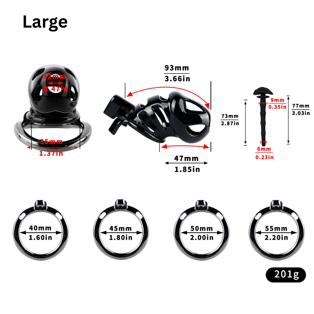 Breathable Resin & Aluminum Cobra Chastity Cage with Silicone Urethral Tube
