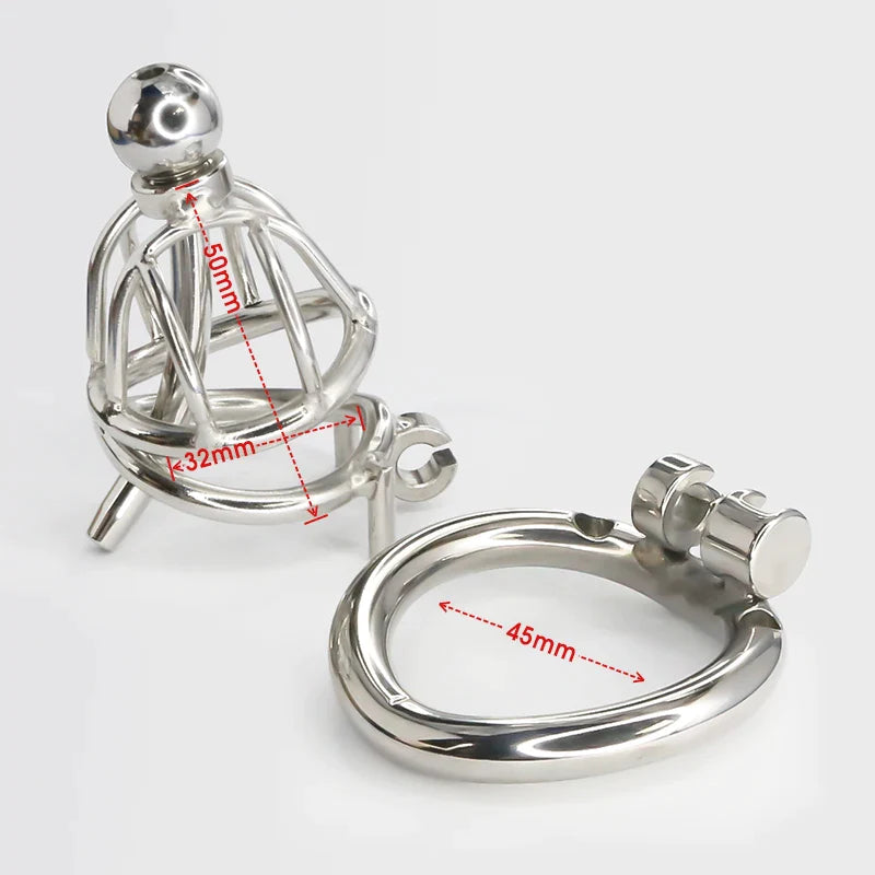 Super Small Urethral Chastity Cage with Metal Catheter Hollow Stainless Steel Tiny Cock Cage