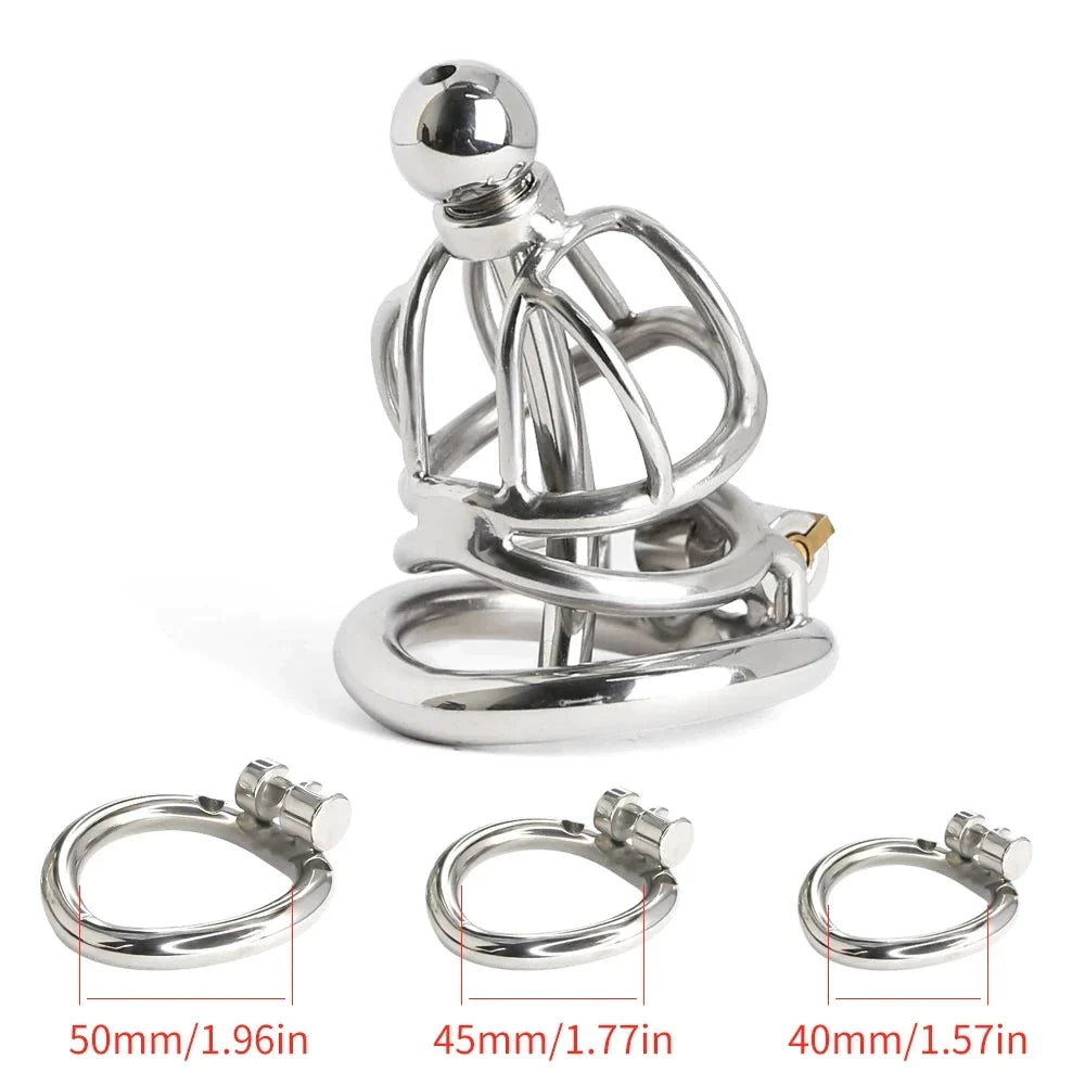 Super Small Urethral Chastity Cage with Metal Catheter Hollow Stainless Steel Tiny Cock Cage