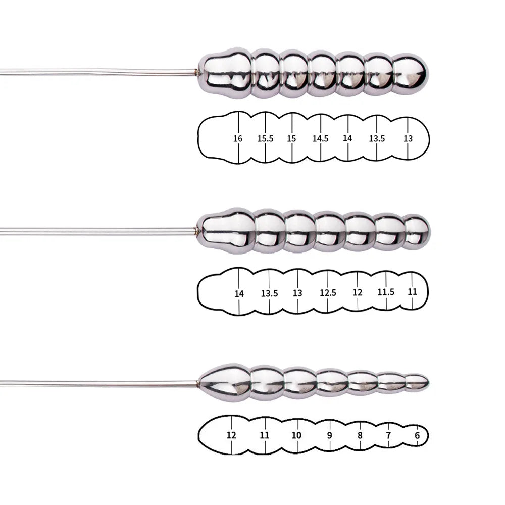 Beaded Metal Urethral Sounding Dilator with Handle Stainless Steel Horse Eye Stick Penis Plug