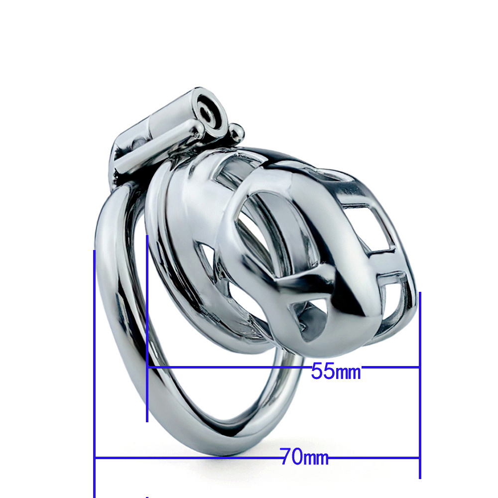 Small Metal Cobra Chastity Cage with Spiked Ring Mamba Cock Cage For Men