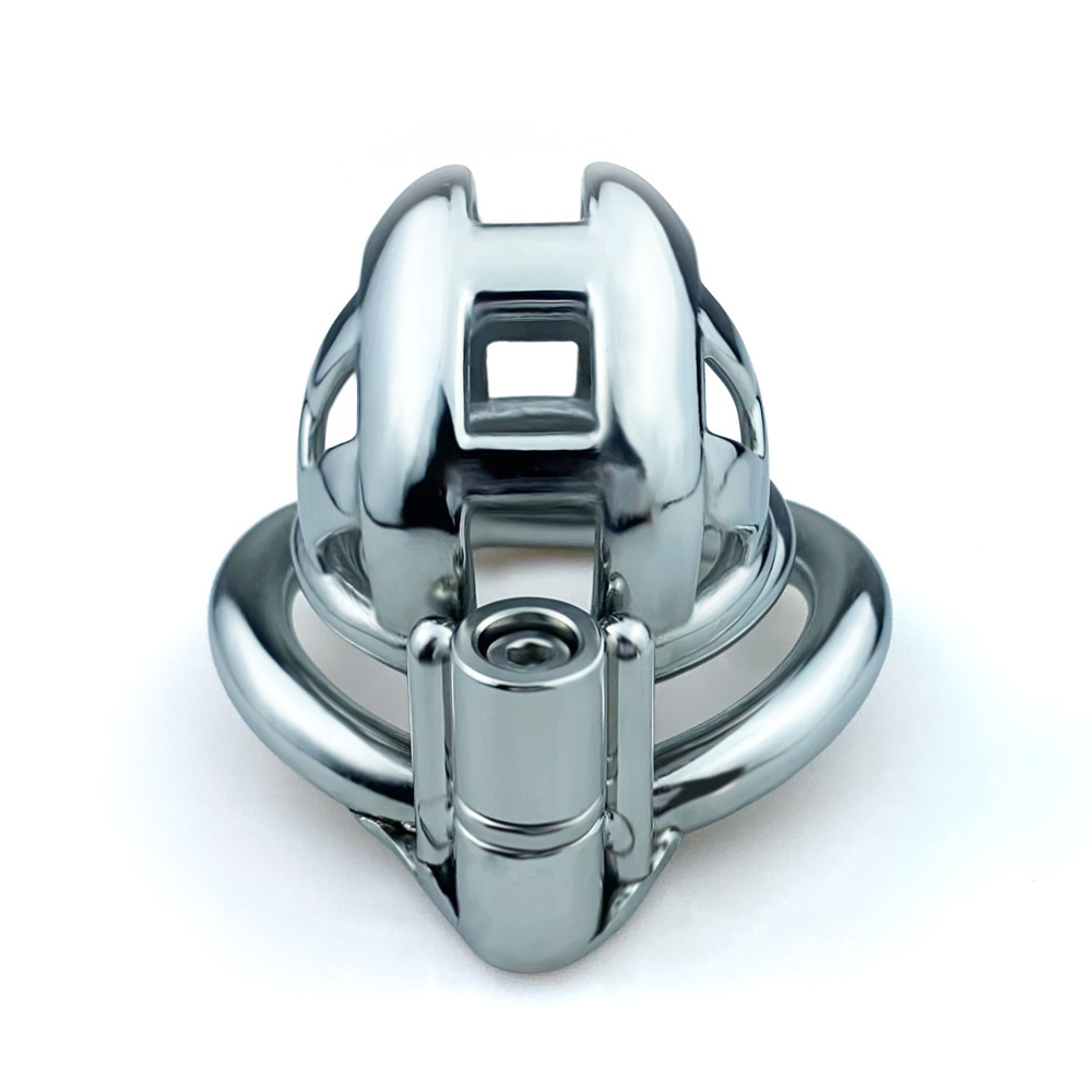 Small Metal Cobra Chastity Cage with Spiked Ring Mamba Cock Cage For Men