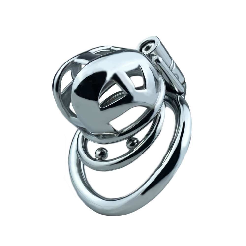 Small Metal Cobra Chastity Cage with Spiked Ring Mamba Cock Cage For Men