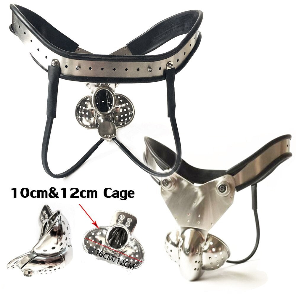 Male Chastity Belt with Scrotum Cock Cage and Double-Wire Lock Anti Escape Chastity Belt For Men