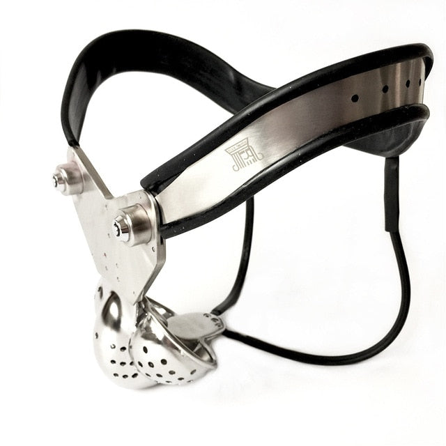 Male Chastity Belt with Scrotum Cock Cage and Double-Wire Lock Anti Escape Chastity Belt For Men