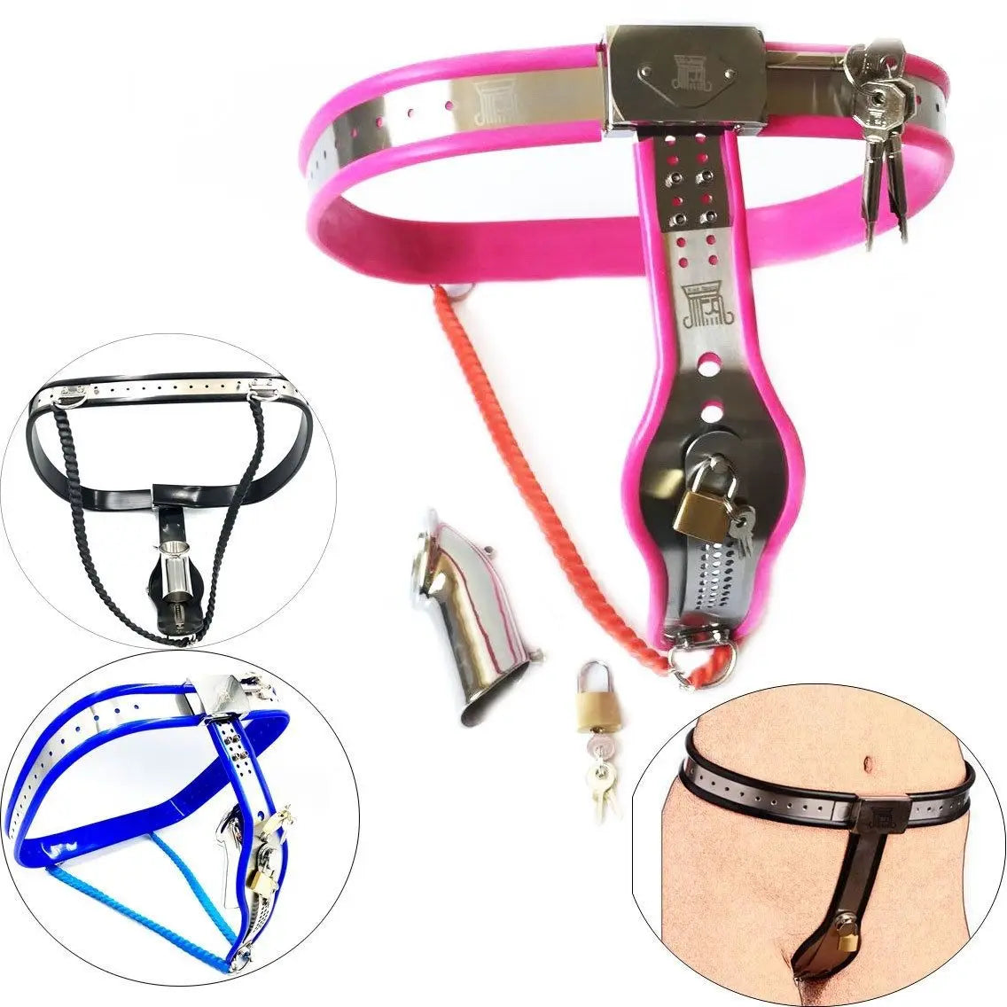 Y-Back Stainless Steel Chastity Belt For Men with Detachable Penis Cage BDSM Male Chastity Device