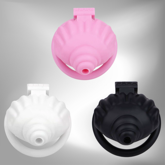 Cute Shell Chastity Cage with 4 Base Rings