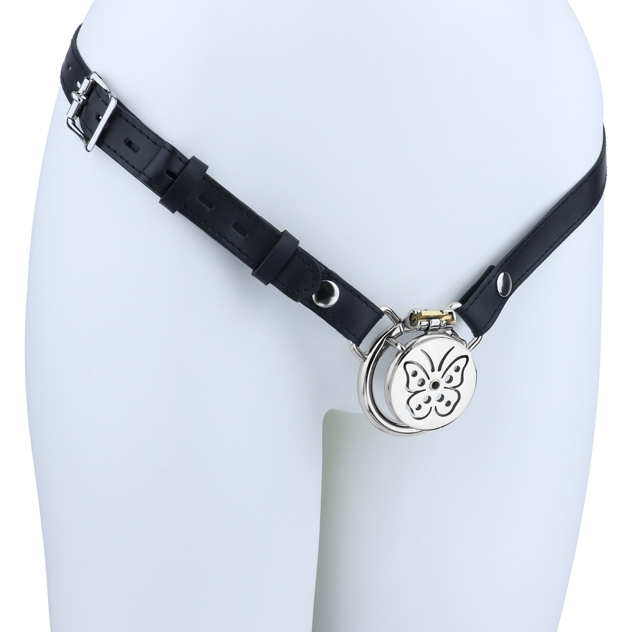 Chic Steel Butterfly Flat Chastity Cage for Sissy Training  Urethral Cock Lock BDSM Toy for Men