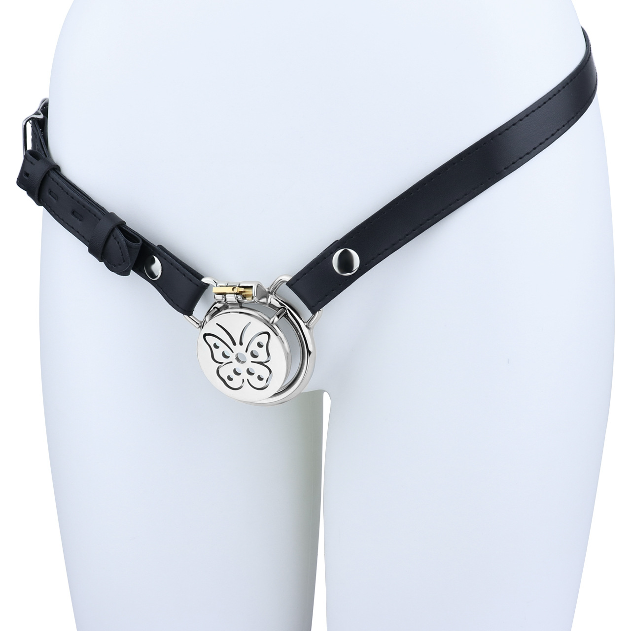 Chic Steel Butterfly Flat Chastity Cage for Sissy Training  Urethral Cock Lock BDSM Toy for Men