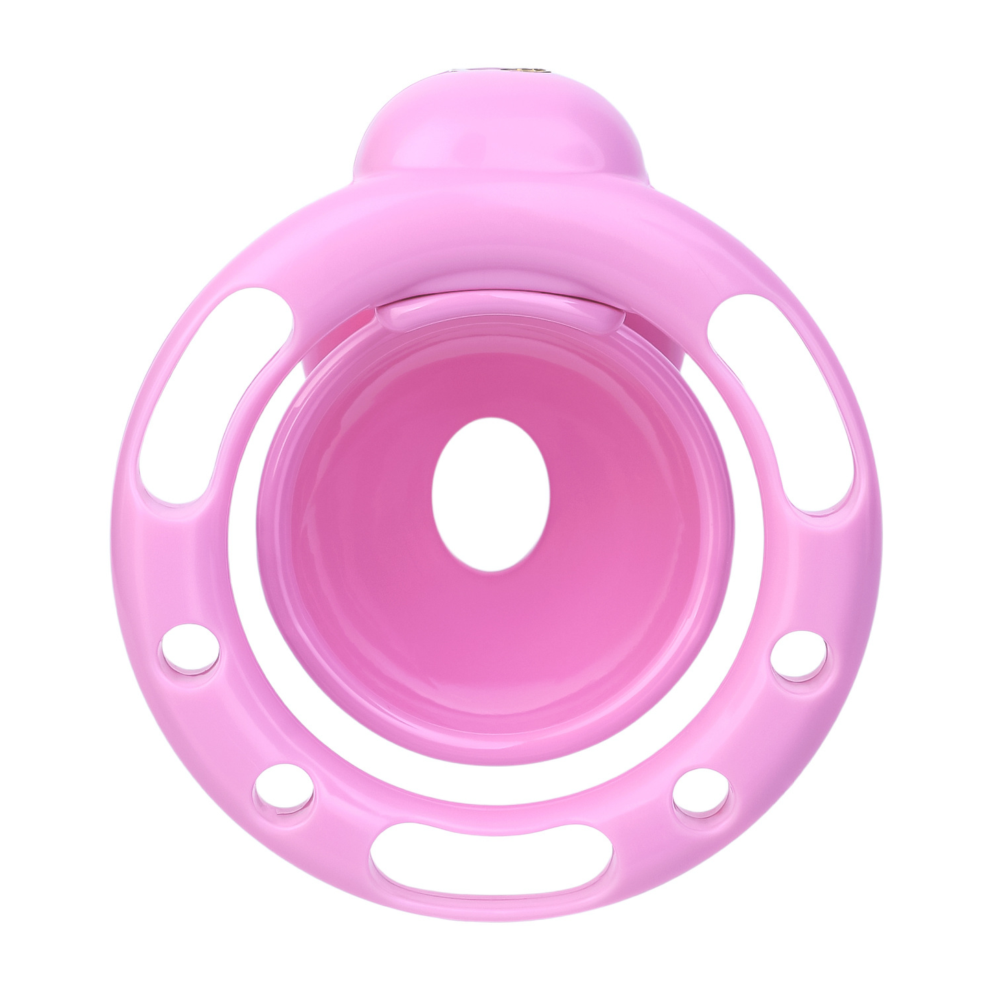 Pink Sissy Bowtie Chastity Cage Small Compact Cute Cockcage with Rhinestones and Breathable Base Rings