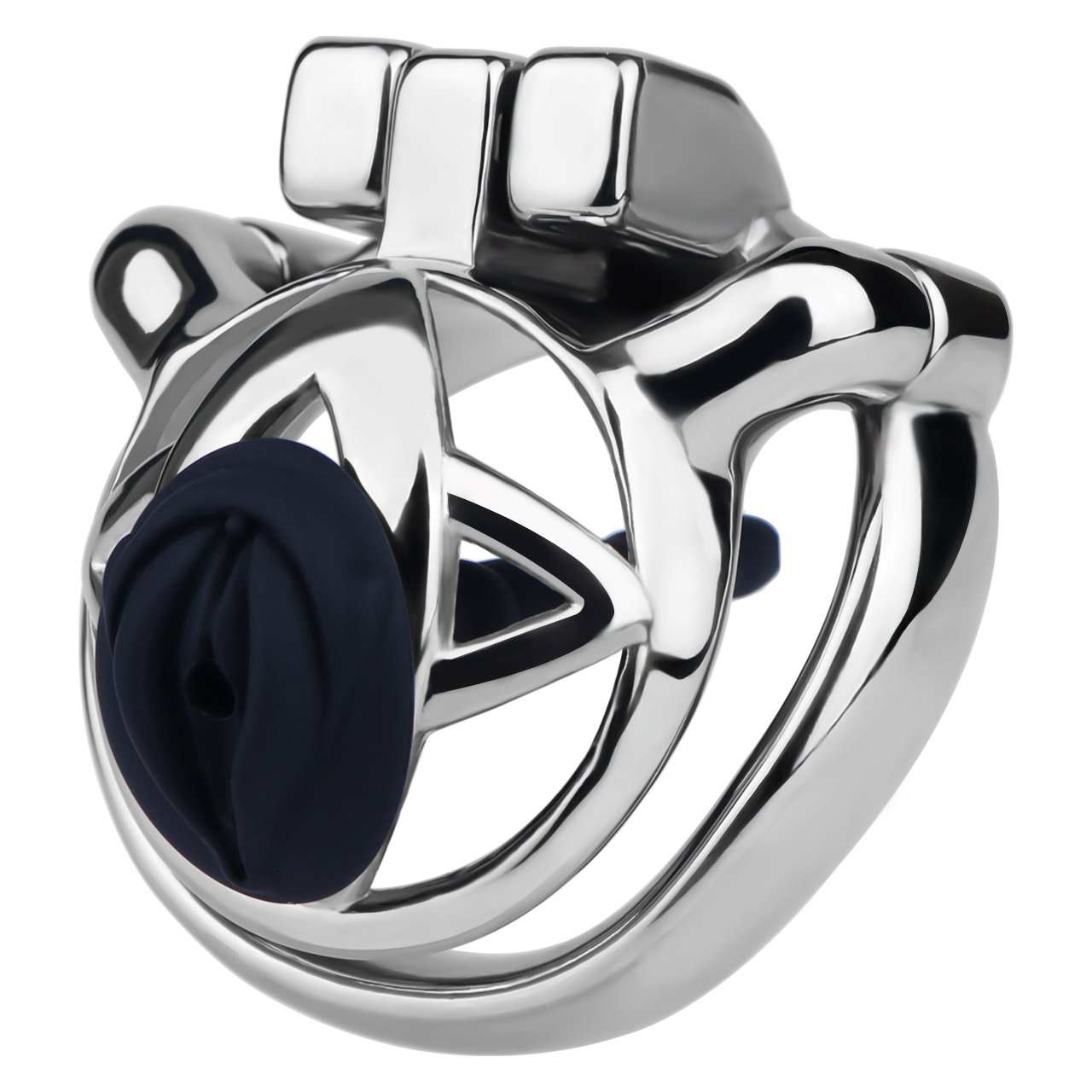 Micro Metal Chastity Cage with Easy-Pee Hole and Silicone Pussy Catheter