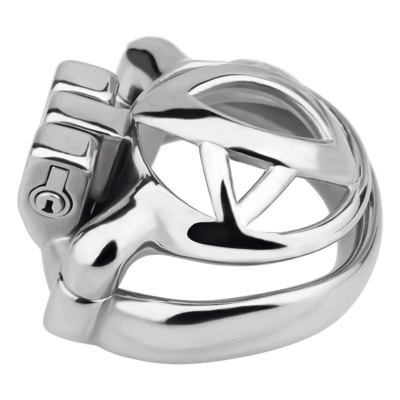 Micro Metal Chastity Cage with Easy-Pee Hole and Silicone Pussy Catheter