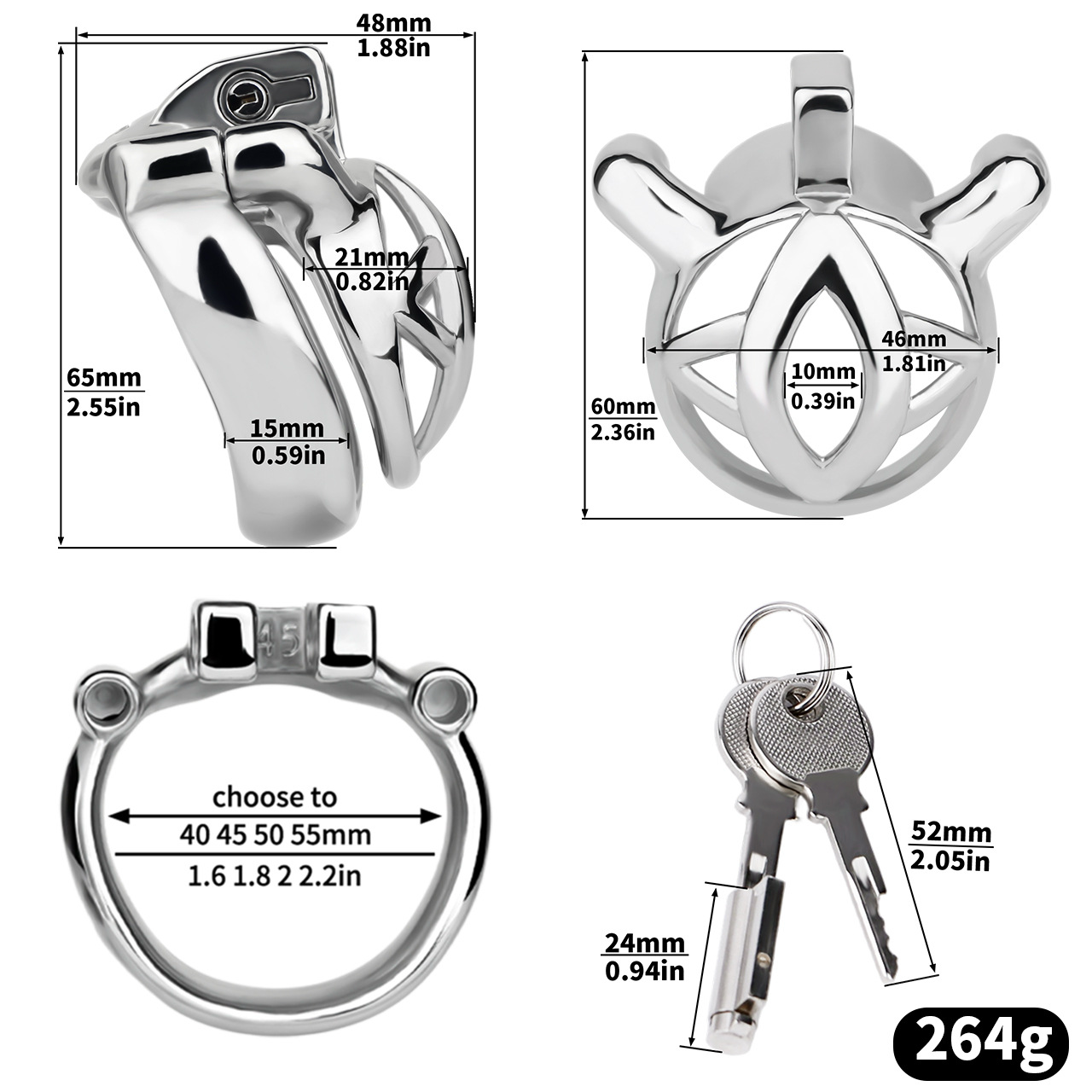 Micro Metal Chastity Cage with Easy-Pee Hole and Silicone Pussy Catheter
