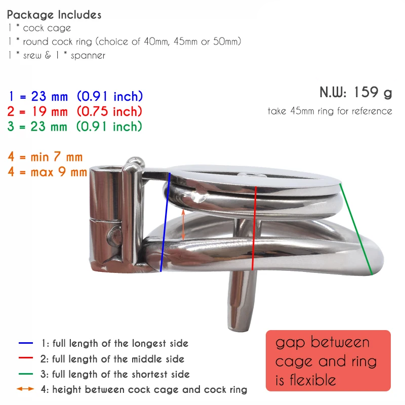 Flat Chastity Cage with Urine Hole/Metal Catheter and Strap Chastity Device For Men