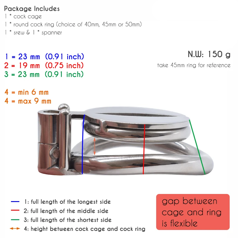 Flat Chastity Cage with Urine Hole/Metal Catheter and Strap Chastity Device For Men