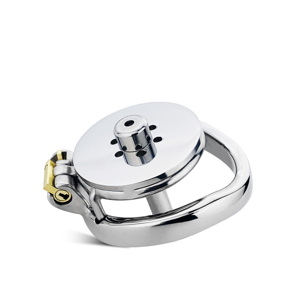 Flat Chastity Cage with Detachable Metal Catheter and Anti-Drop Ring