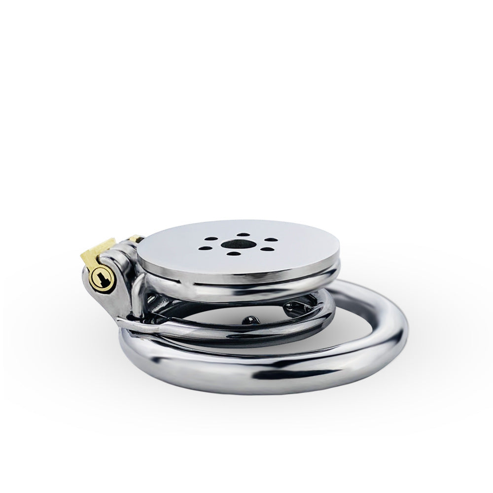 Flat Chastity Cage with Detachable Metal Catheter and Anti-Drop Ring