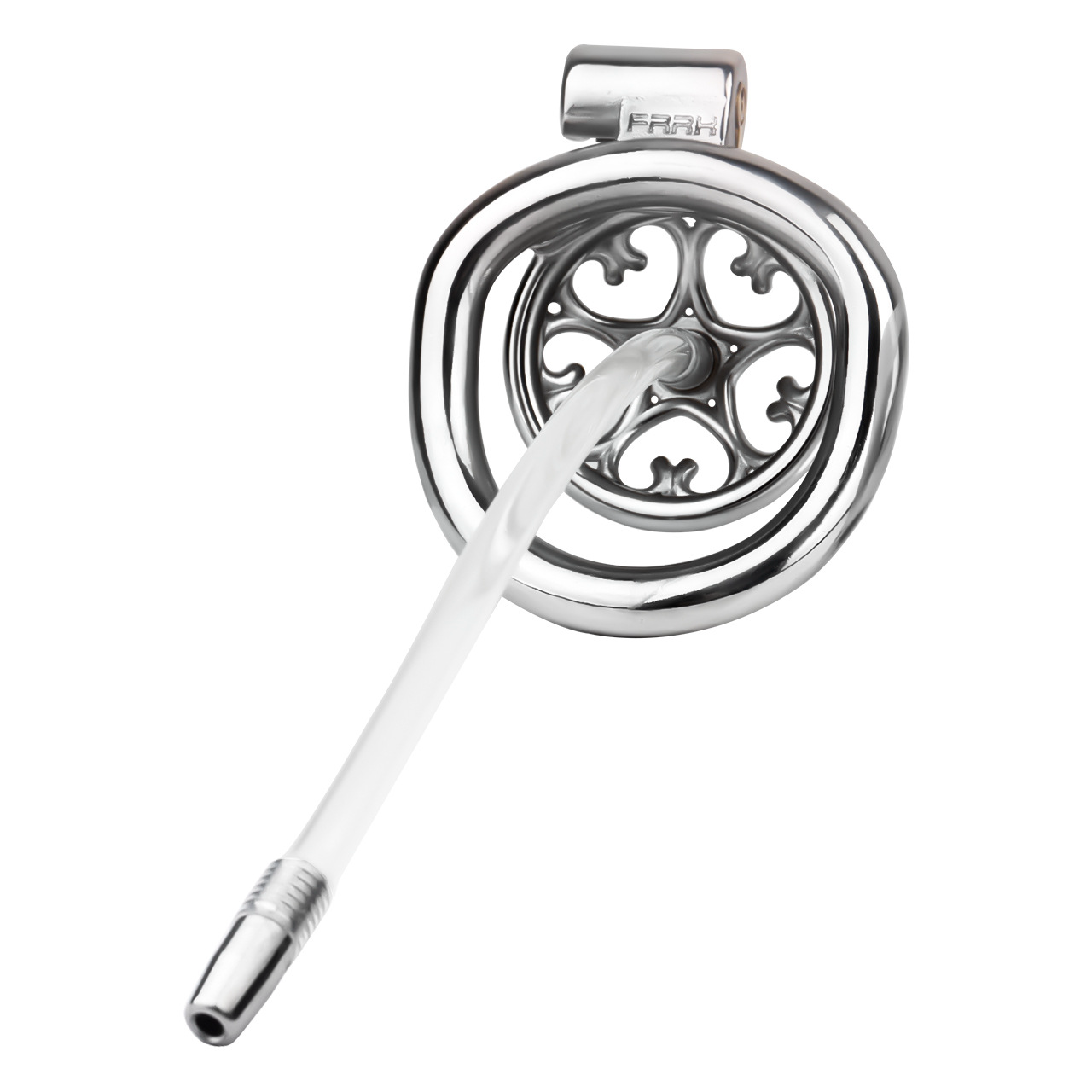 Detachable Flat & Inverted Hollow Heart Chastity Cage with Silicone/Metal Catheter