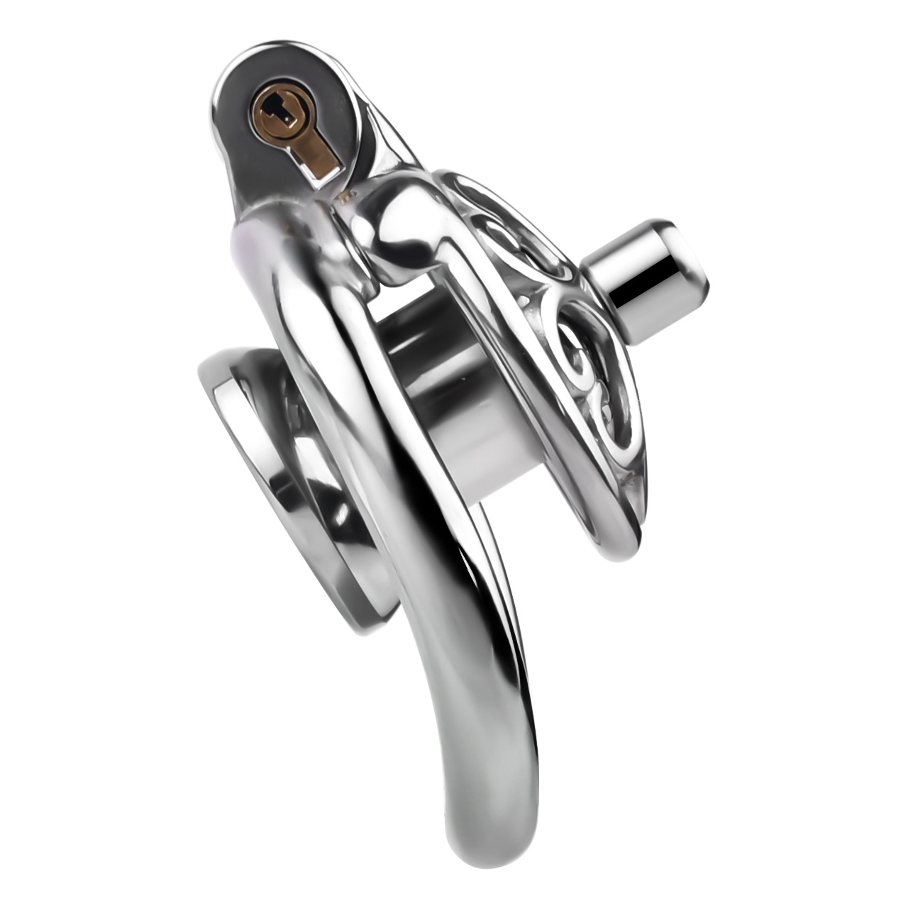 Detachable Flat & Inverted Hollow Heart Chastity Cage with Silicone/Metal Catheter