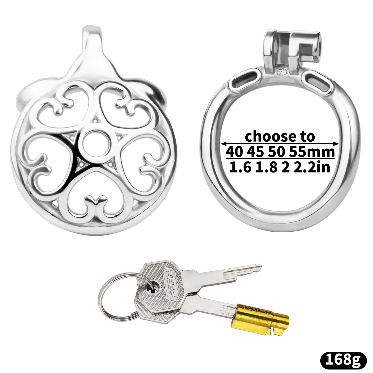 Detachable Flat & Inverted Hollow Heart Chastity Cage with Silicone/Metal Catheter