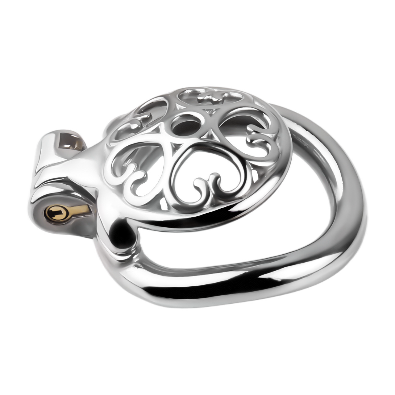 Detachable Flat & Inverted Hollow Heart Chastity Cage with Silicone/Metal Catheter