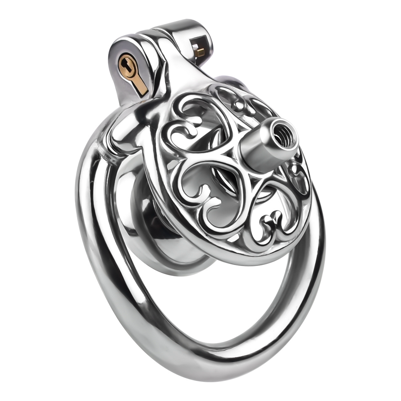 Detachable Flat & Inverted Hollow Heart Chastity Cage with Silicone/Metal Catheter