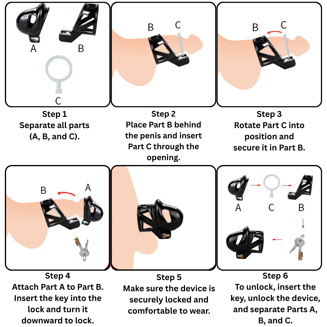 Black Glans Chastity Lock Male Cock Cage BDSM Penis Restraint Devices