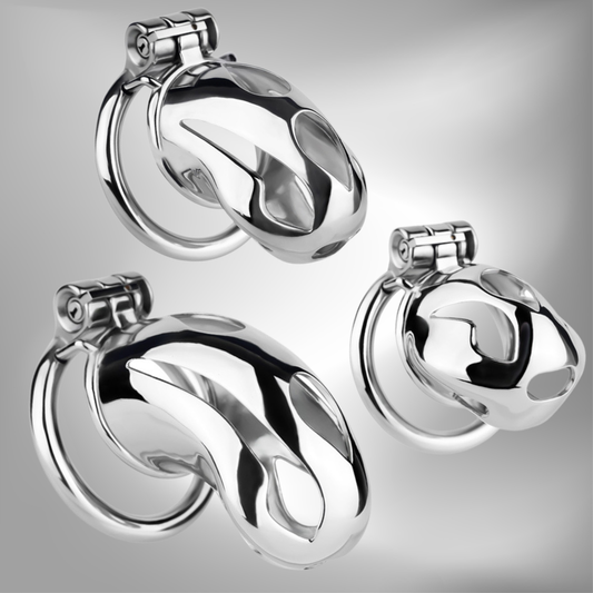 Silver Metal Cobra Chastity Cage Small Medium Large Cock Lock for Men