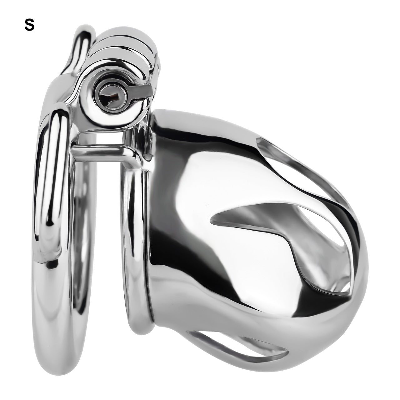 Silver Metal Cobra Chastity Cage Small Medium Large Cock Lock for Men