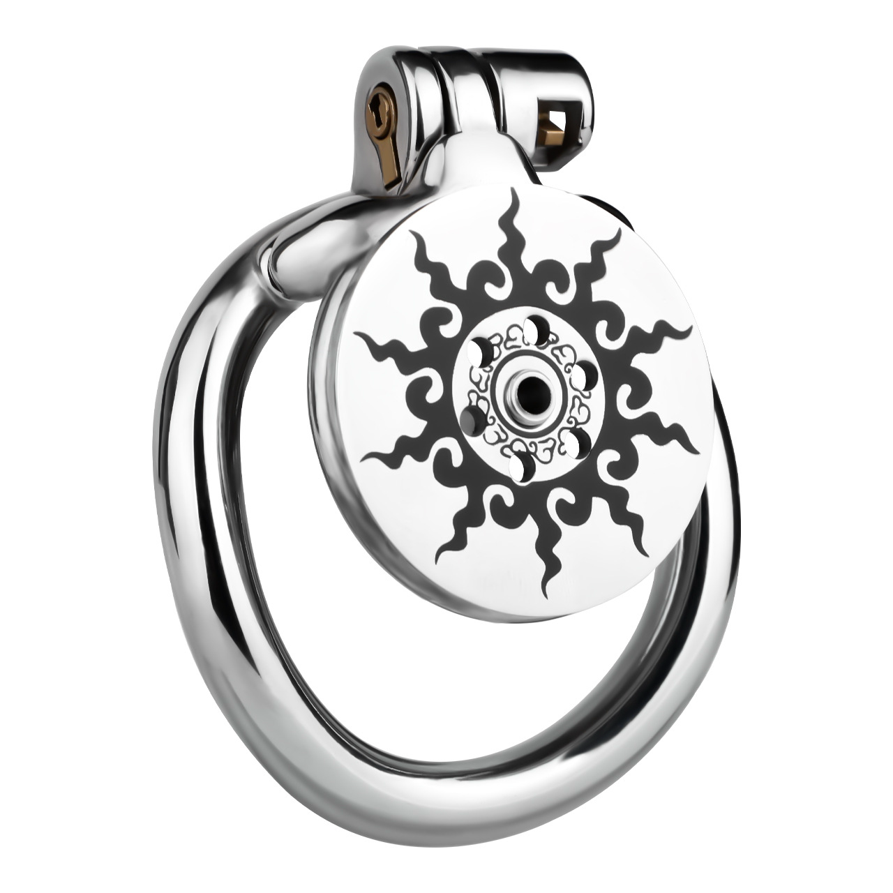 Inferno Flat Steel Chastity Cage with Removable Catheter Tube and PU Strap