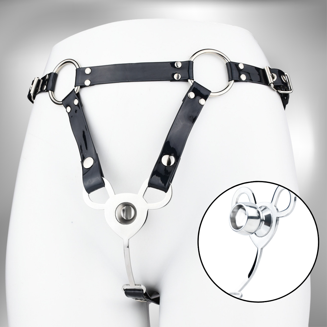 Tiny Inverted Chastity Cage with PU Belt Negative Cock Cage for Sissy Crossdressers