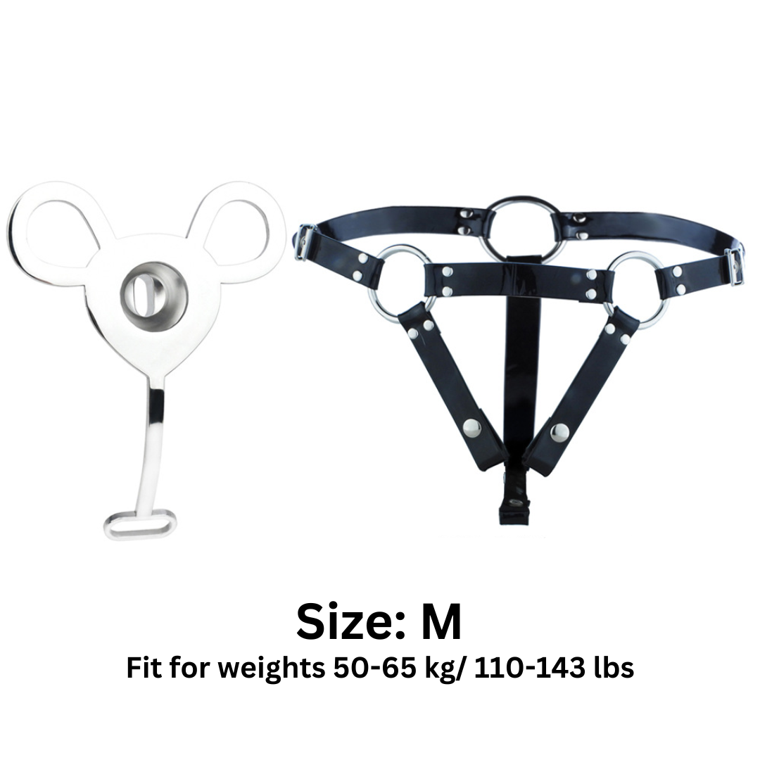 Tiny Inverted Chastity Cage with PU Belt Negative Cock Cage for Sissy Crossdressers