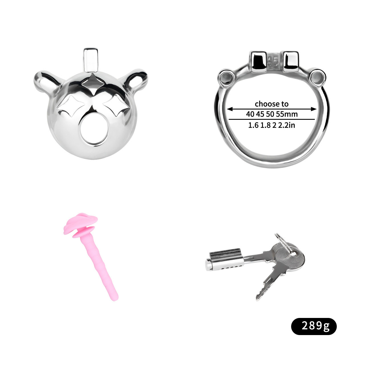 Small Metal Chastity Cage with Black or Pink Soft Pussy Catheter Cock Lock for Men and Sissy