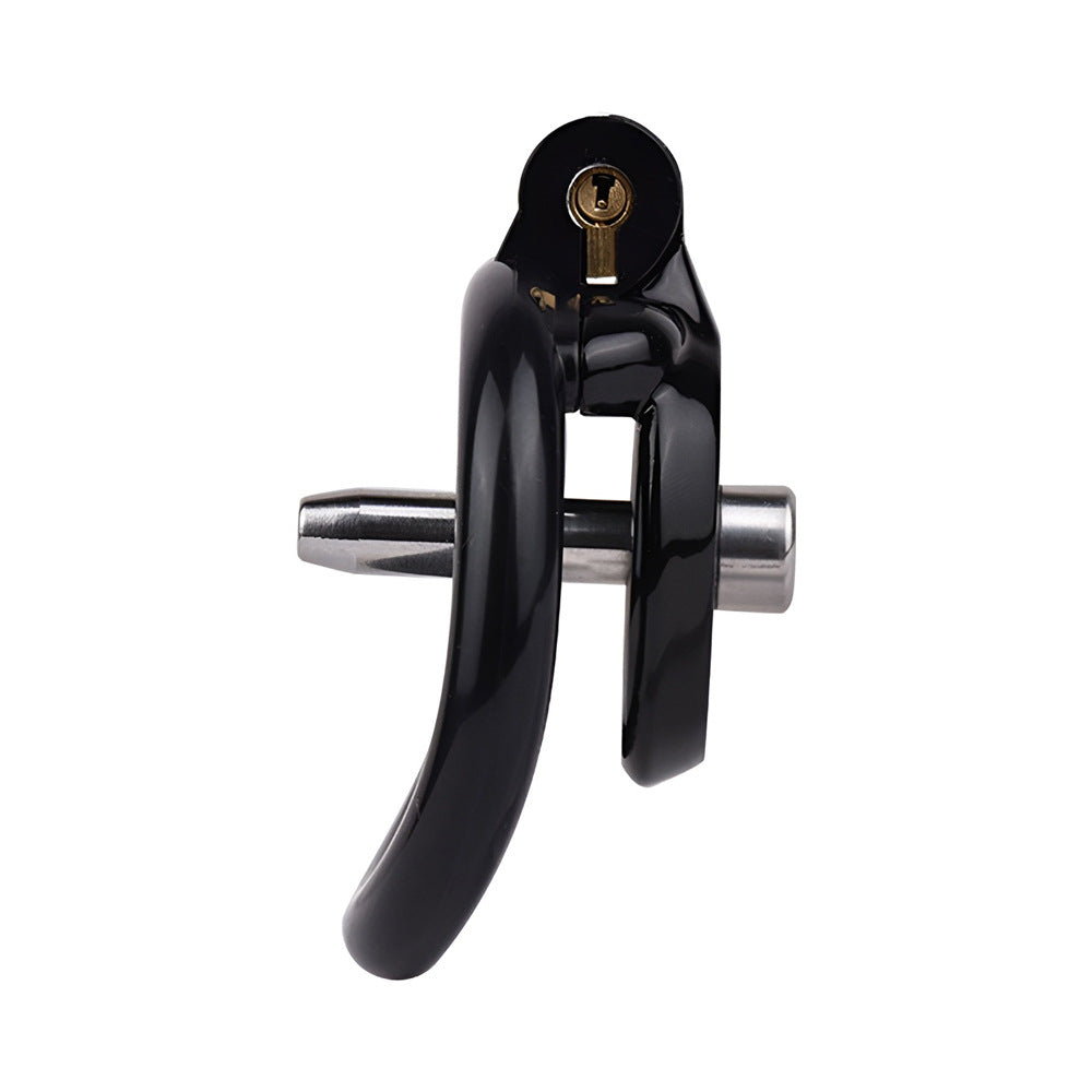 Flat Chastity Cage with Removable Metal Catheter and Strap - Black