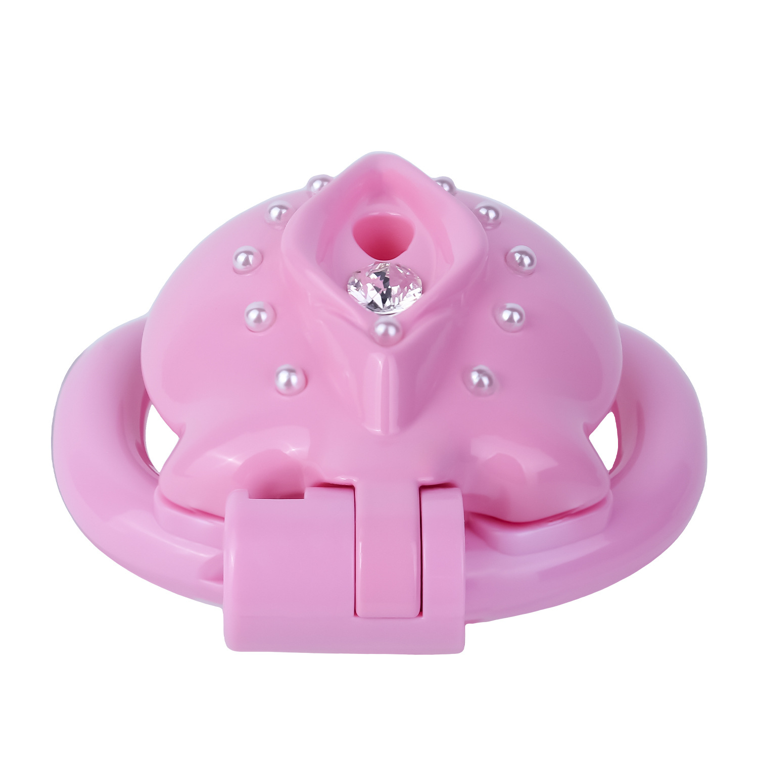 Pink Sissy Inverted Chastity Cage Clitoris Diamond Chastity Lock for Ladyboys