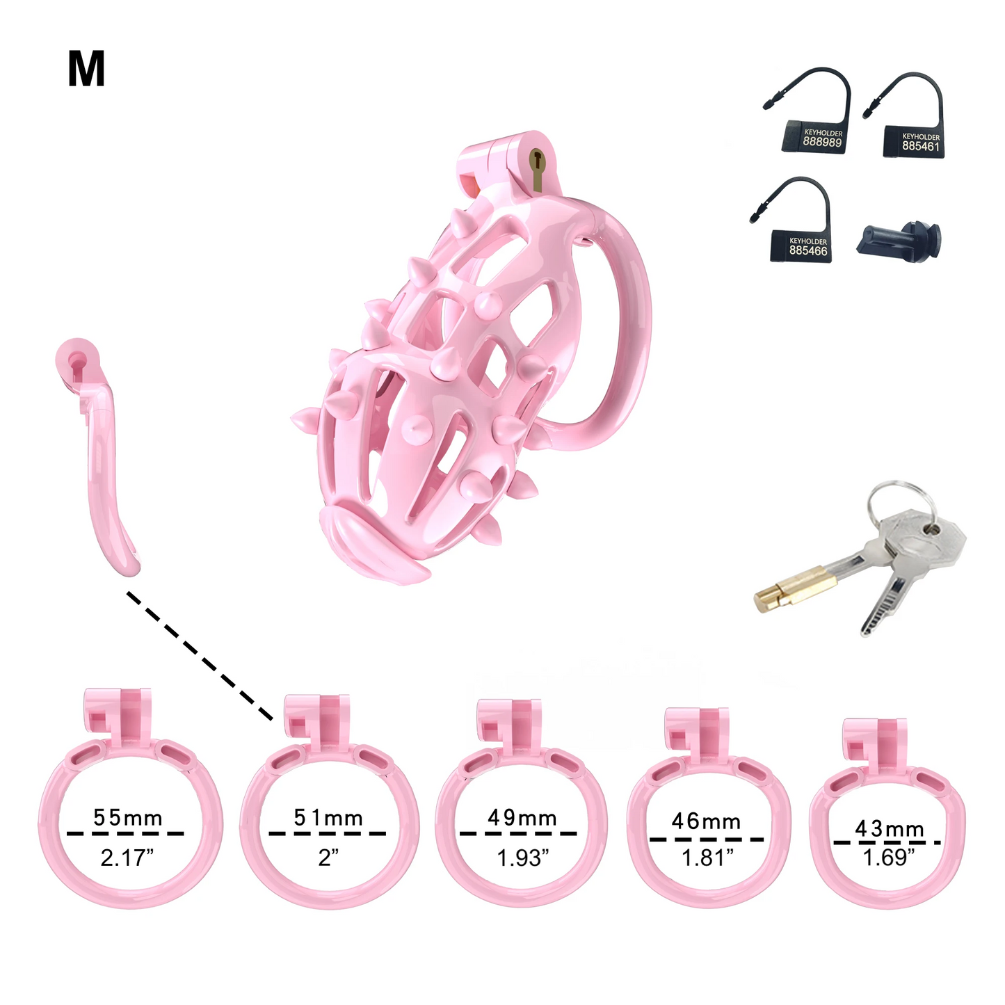 Cage de chasteté Cobra rose avec pointes souples amovibles