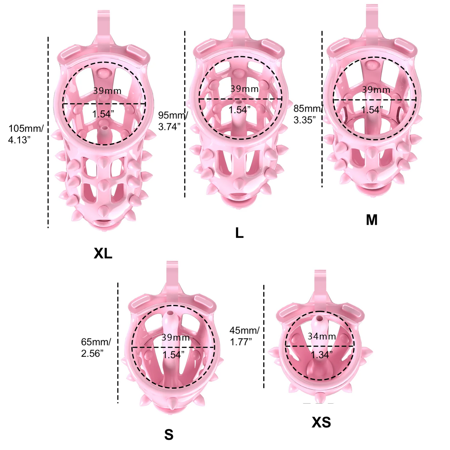 Cage de chasteté Cobra rose avec pointes souples amovibles