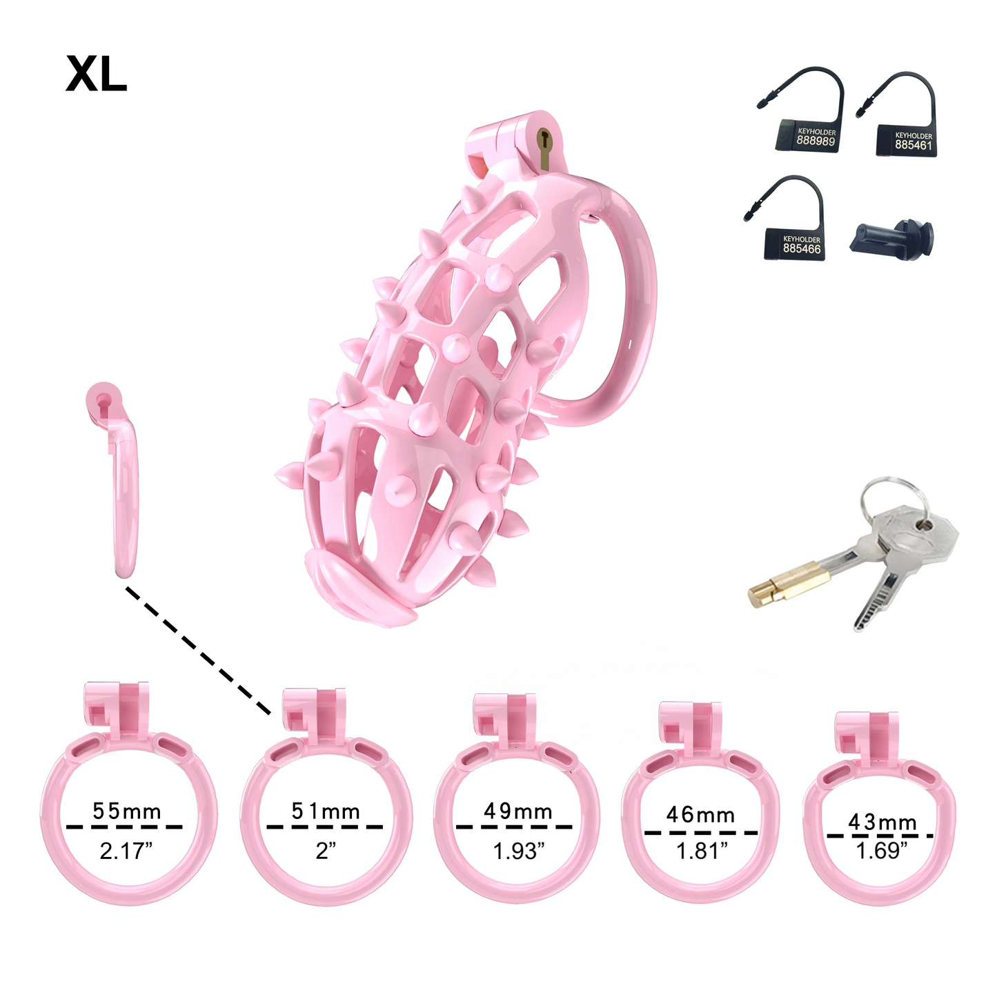 Cage de chasteté Cobra rose avec pointes souples amovibles