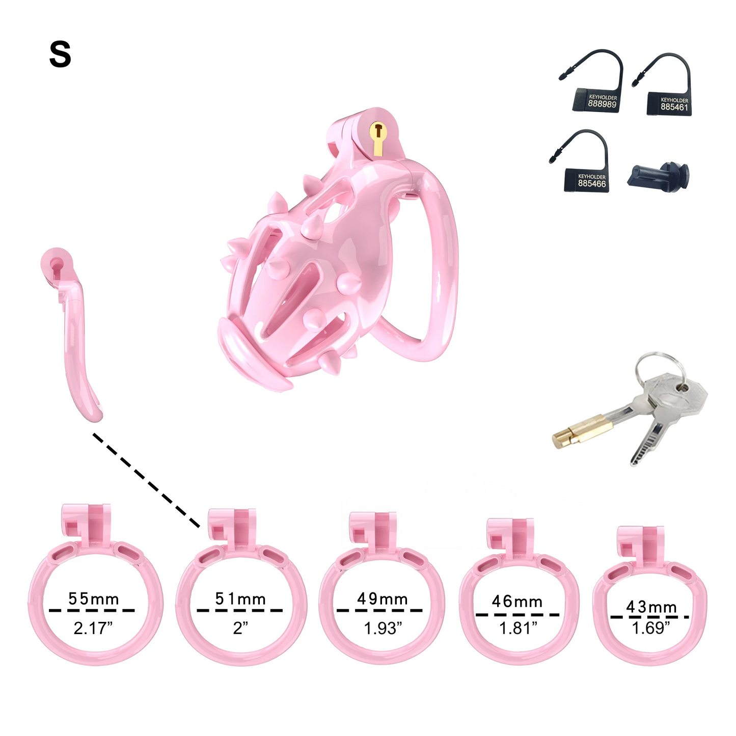 Cage de chasteté Cobra rose avec pointes souples amovibles