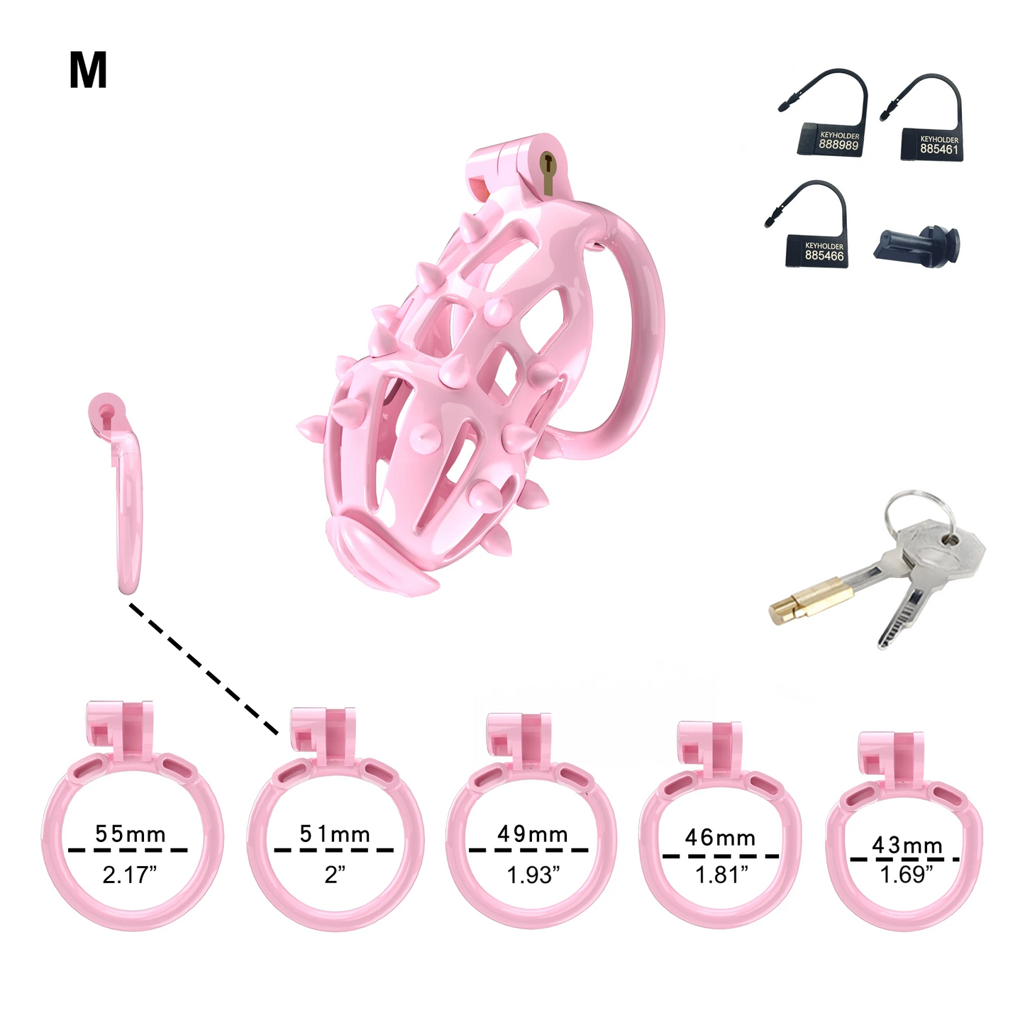 Cage de chasteté Cobra rose avec pointes souples amovibles