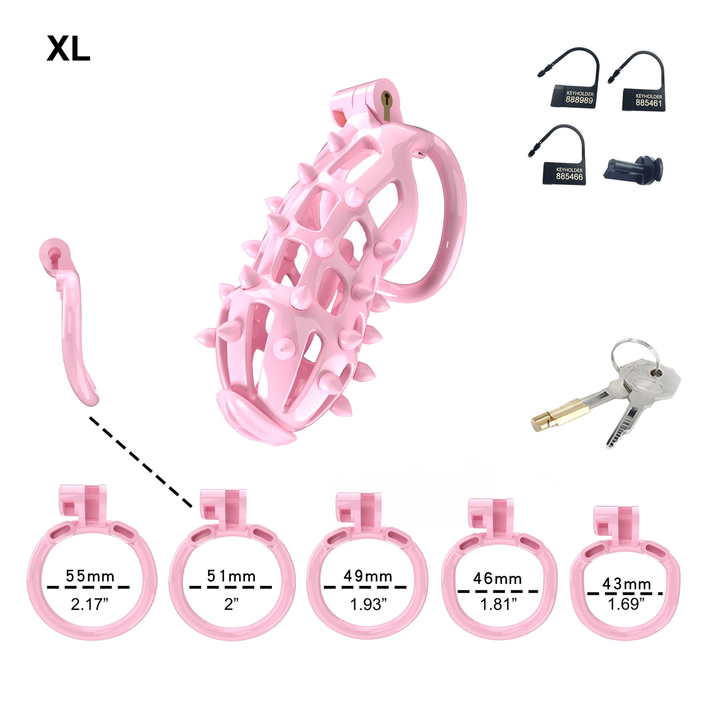Cage de chasteté Cobra rose avec pointes souples amovibles
