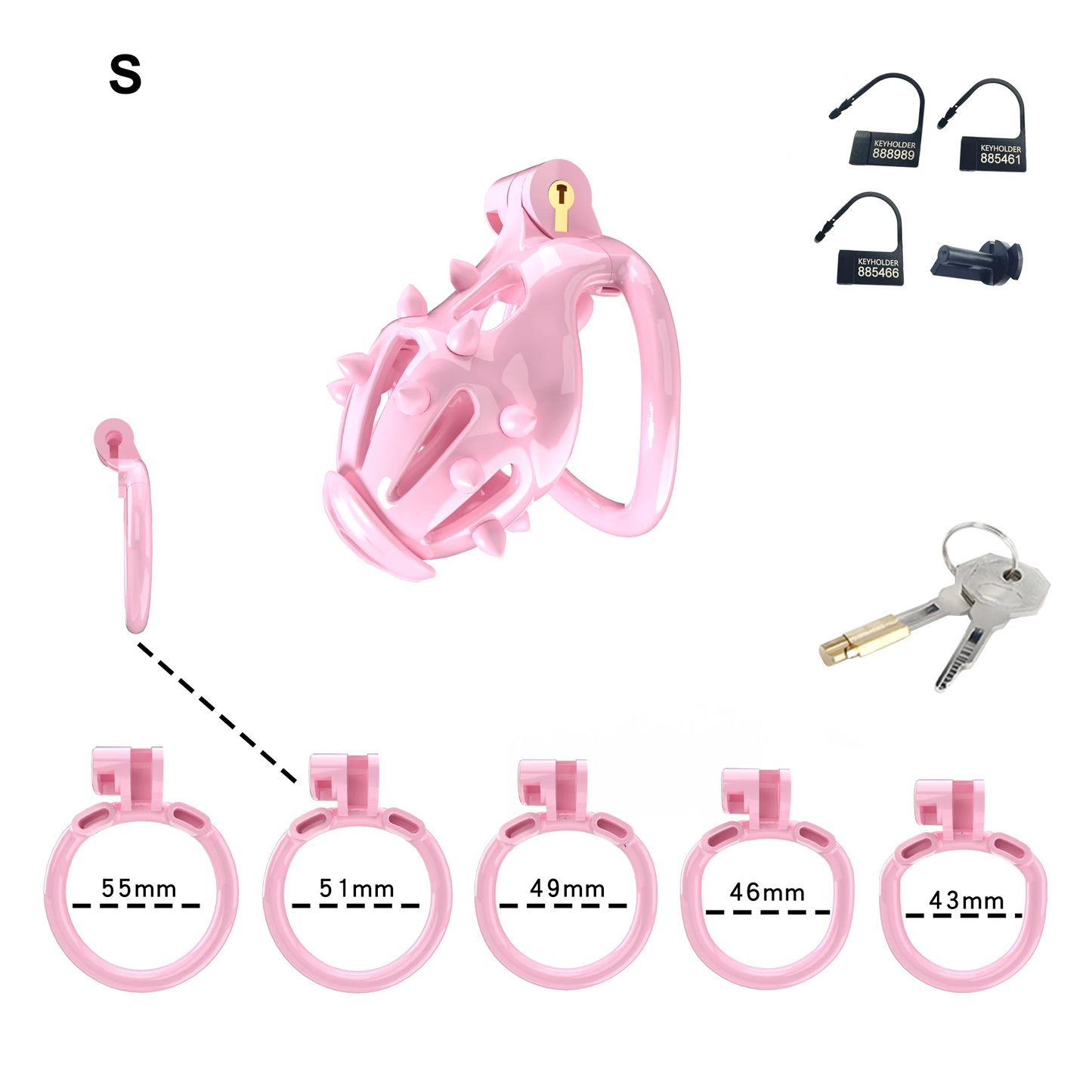 Cage de chasteté Cobra rose avec pointes souples amovibles