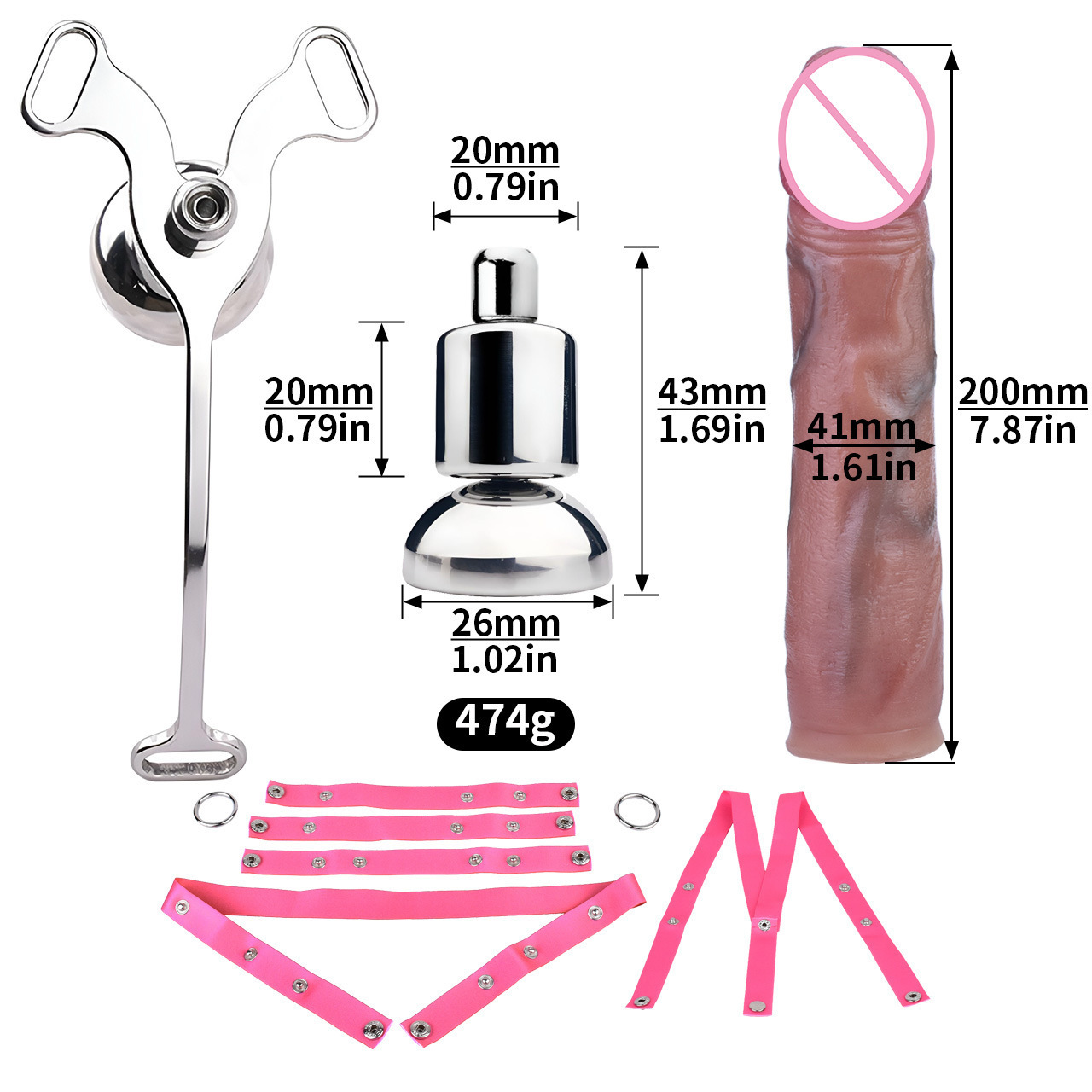 Negative Inverted Chastity Cage with Realistic Dildo and Strap