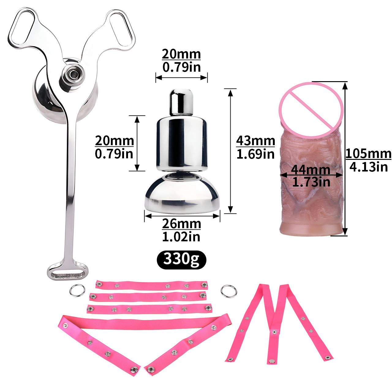 Negative Inverted Chastity Cage with Realistic Dildo and Strap